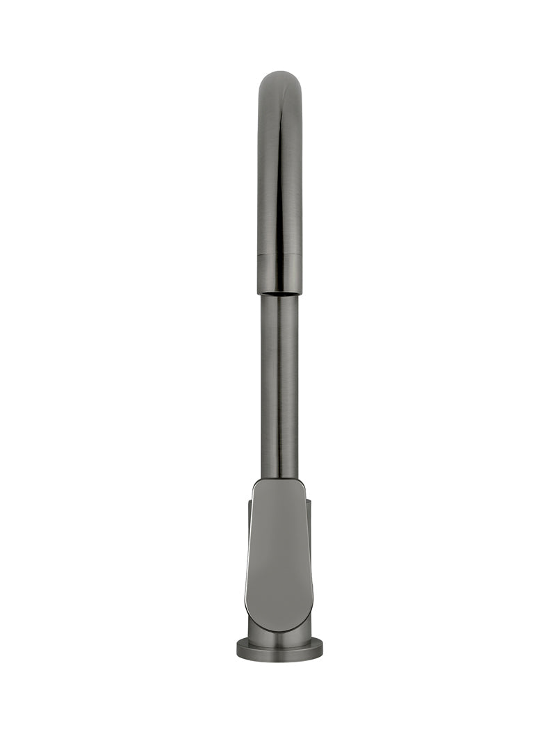 Round Gooseneck Kitchen Mixer Tap with Paddle Handle - Shadow