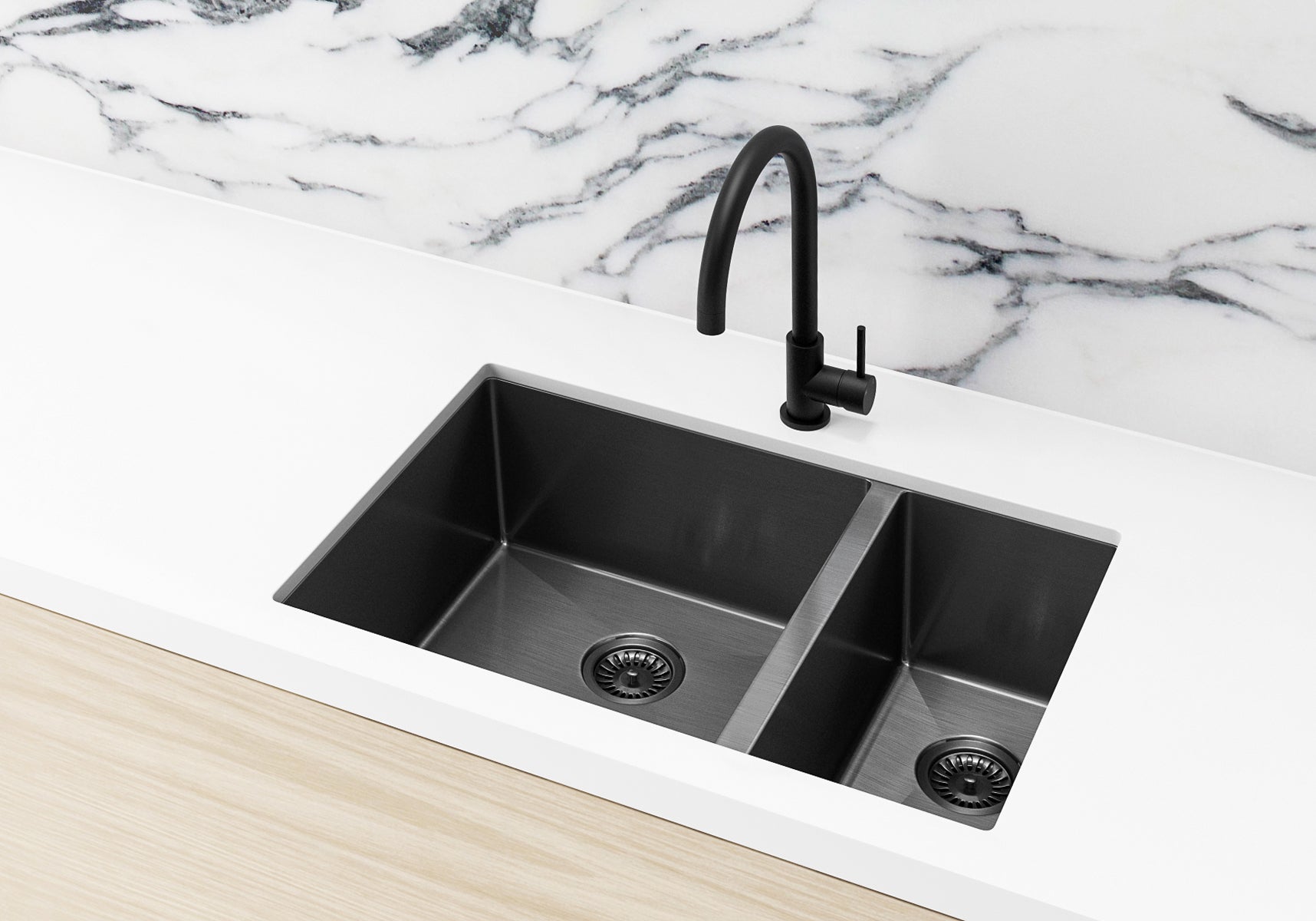 Lavello Sink Strainer and Waste Plug Basket with Stopper - PVD Gunmetal