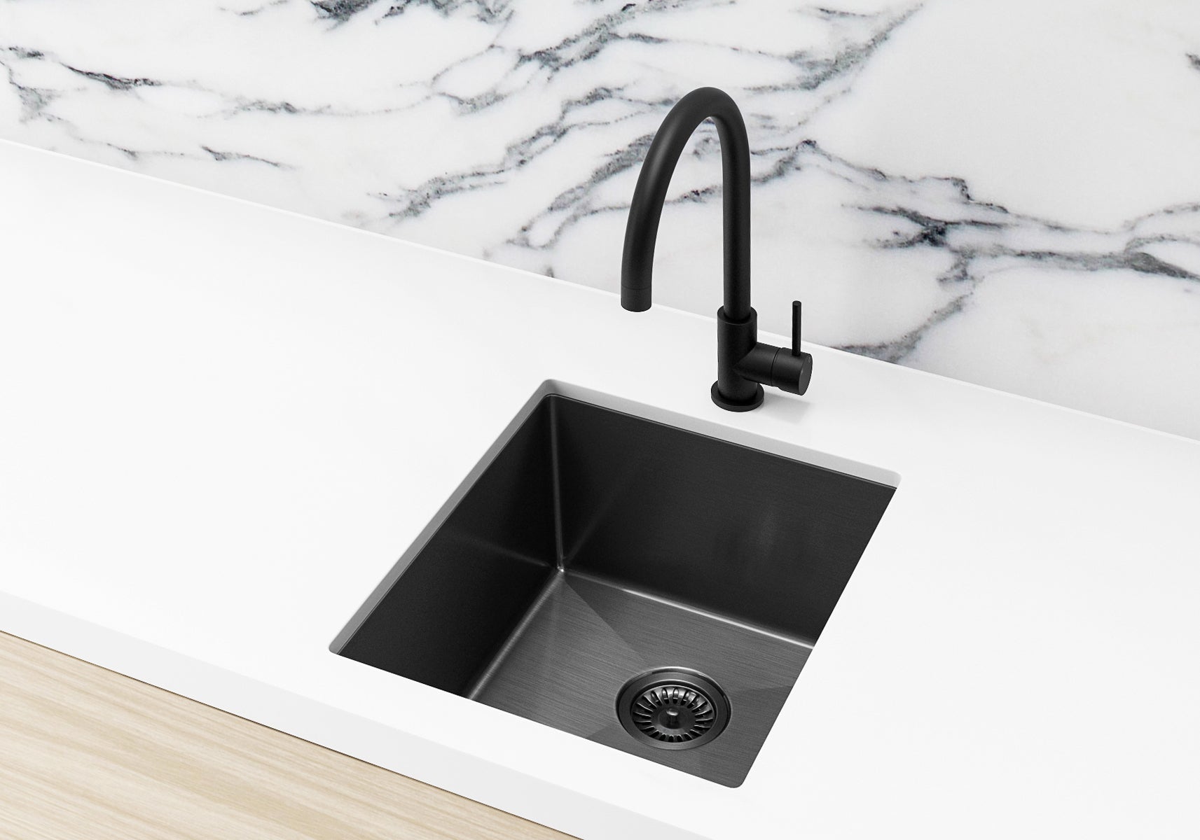 Lavello Sink Strainer and Waste Plug Basket with Stopper - PVD Gunmetal
