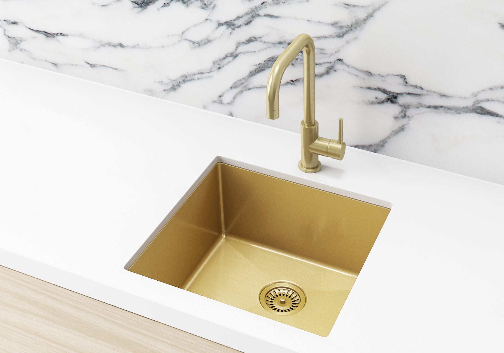 Lavello Kitchen Sink - Single Bowl 450 x 450 - PVD Brushed Bronze Gold