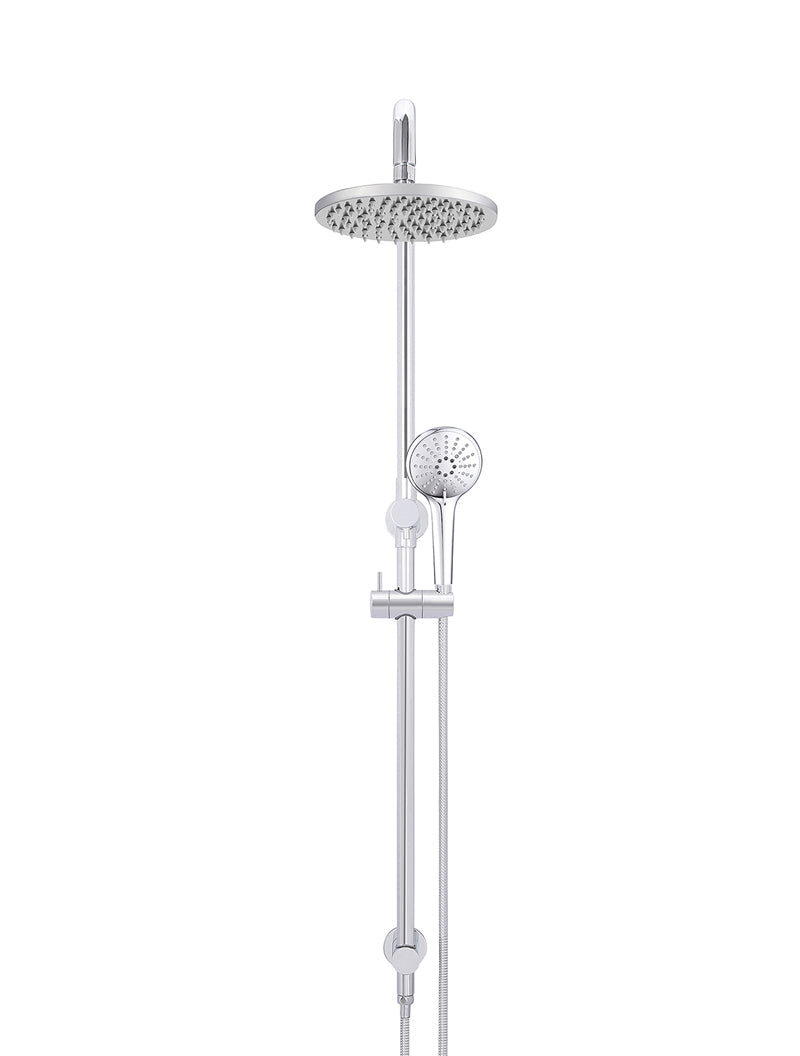 Round Combination Shower Rail, 200mm Rose, Three-Function Hand Shower - Polished Chrome