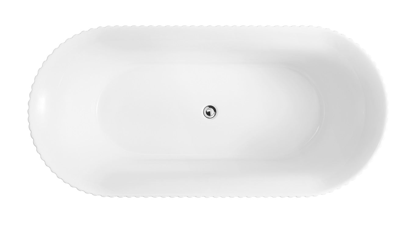 Piaza Acrylic Fluted White Bathtub