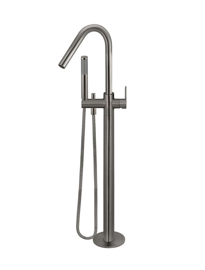 Round Paddle Freestanding Bath Spout and Hand Shower - Shadow