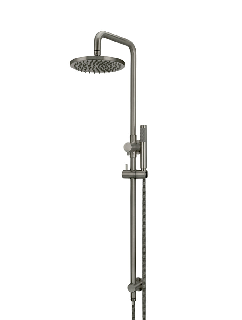 Round Combination Shower Rail, 200mm Rose, Single Function Hand Shower - Shadow