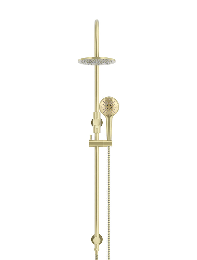 Round Gooseneck Shower Set with 200mm rose, Three-Function Hand Shower - PVD Tiger Bronze