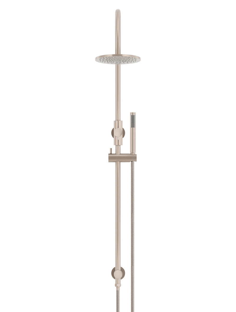 Round Gooseneck Shower Set with 200mm rose, Single-Function Hand Shower - Champagne