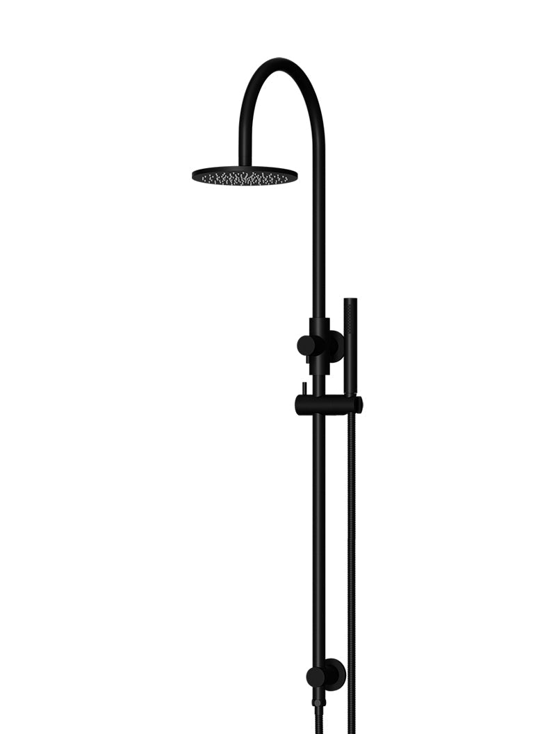 Round Gooseneck Shower Set with 200mm rose, Single-Function Hand Shower - Matte Black