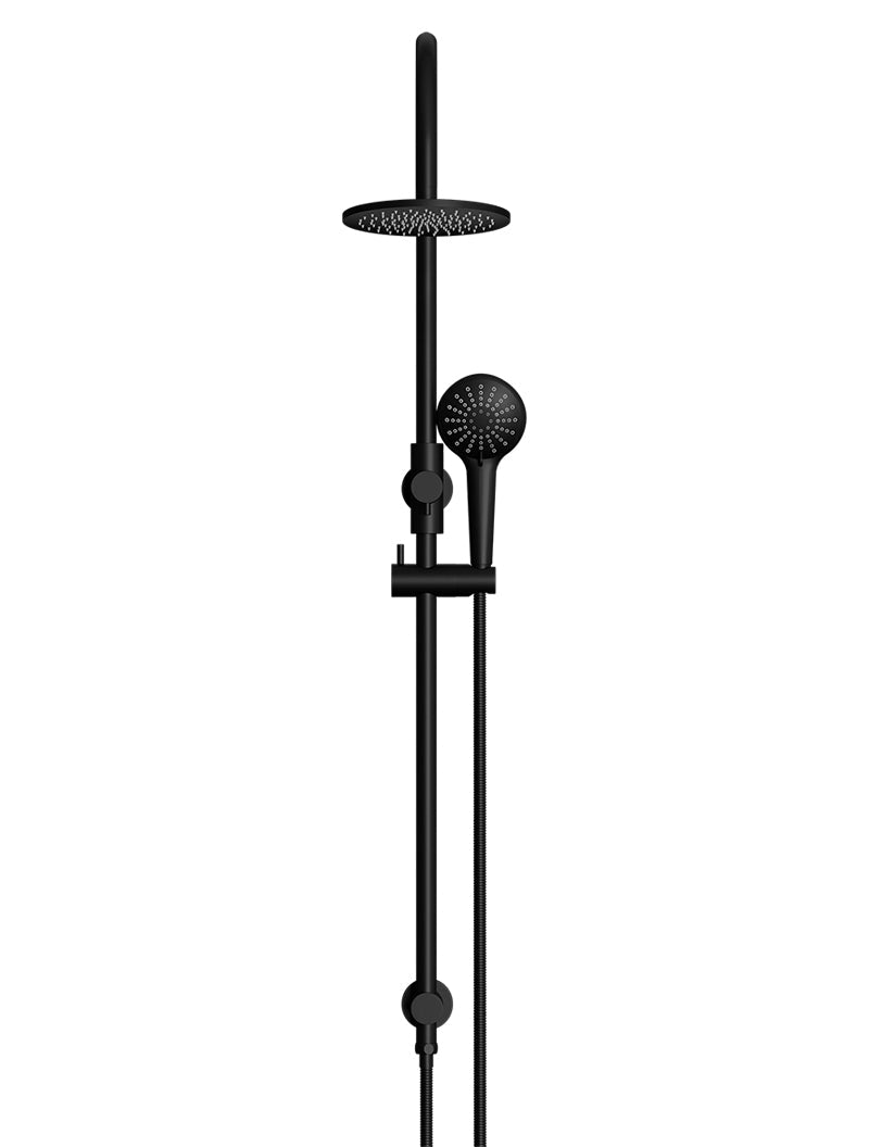 Round Gooseneck Shower Set with 200mm rose, Three-Function Hand Shower - Matte Black